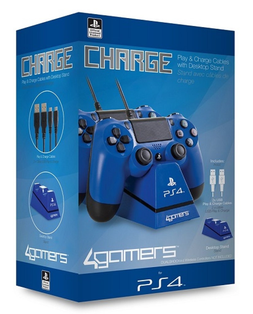 4GAMERS DUAL CHARGE 'N' STAND - ΒΑΣΗ ΣΤΗΡΙΞΗΣ & ΦΟΡΤΙΣΗΣ ΧΕΙΡΙΣΤΗΡΙΩΝ PS4 – ΜΠΛΕ