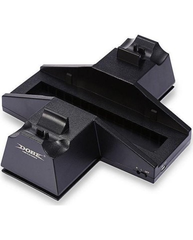 DOBE DUAL CHARGING DOCK - ΒΑΣΗ ΣΤΗΡΙΞΗΣ ΚΟΝΣΟΛΑΣ + ΦΟΡΤΙΣΗΣ 2 ΧΕΙΡΙΣΤΗΡΙΩΝ + 2 ΑΝΕΜΙΣΤΗΡΕΣ ΨΥΞΗΣ ΓΙΑ ΚΟΝΣΟΛΑ PS4/PS4 PRO - ΜΑΥΡΟ