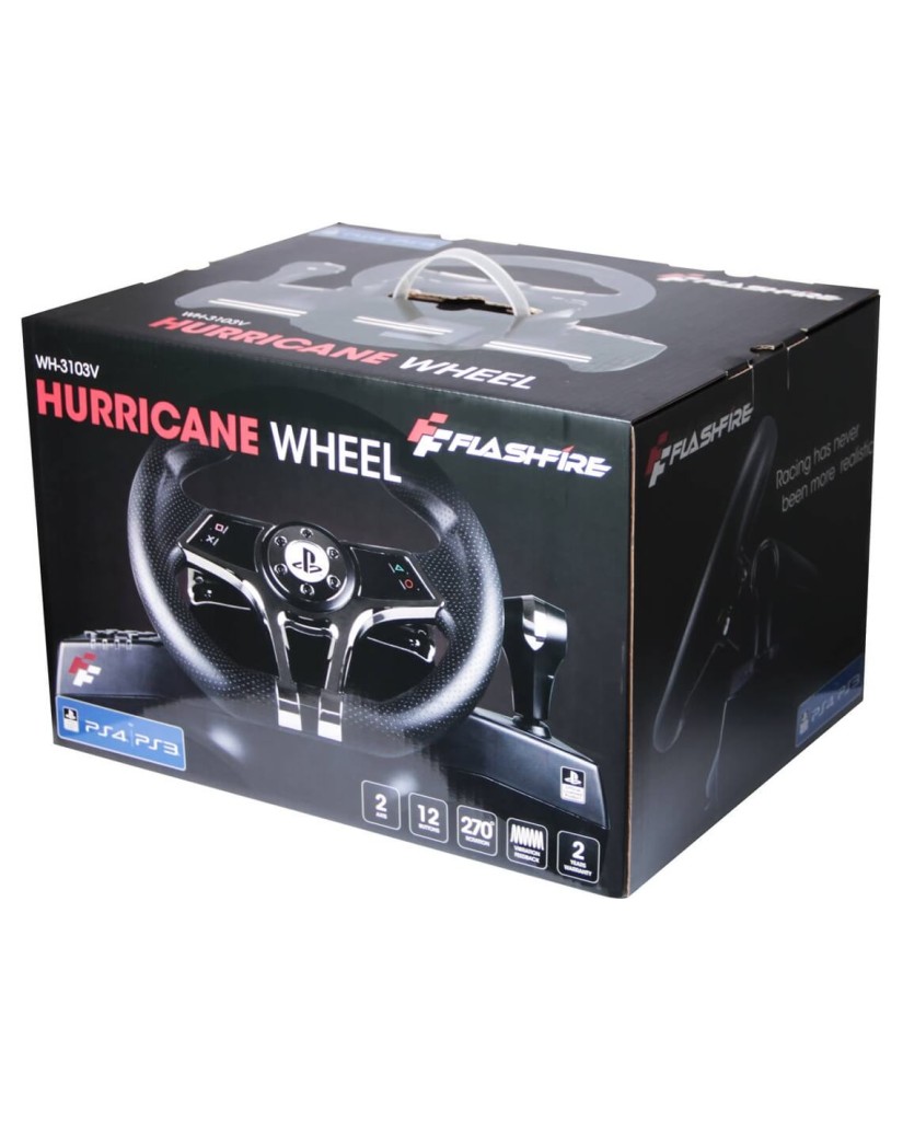 FLASHFIRE HURRICANE WHEEL WH-3103V - ΤΙΜΟΝΙΕΡΑ ΜΕ ΠΕΤΑΛΙΑ ΚΑΙ ΜΟΧΛΟ ΤΑΧΥΤΗΤΩΝ - PS4 / PS3