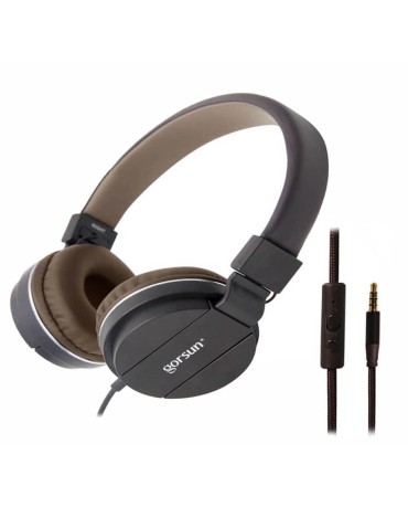 Ακουστικά με Μικρόφωνο GORSUN GS-779 Συμβατά με PS4/MP3/PC/Tablet/Laptop/iPad/iPod/Κινητά Τηλέφωνα - Καφέ