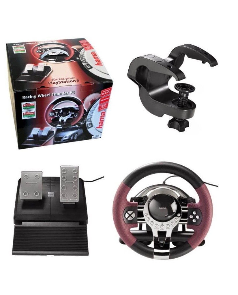 HAMA THUNDER V5 RACING WHEEL - ΤΙΜΟΝΙΕΡΑ ΓΙΑ PS3/PC