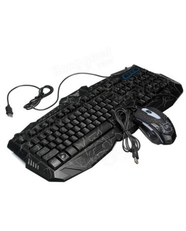 Ενσύρματο Πληκτρολόγιο & Ποντίκι με LED 3 χρωμάτων Backlight V-100 Gaming