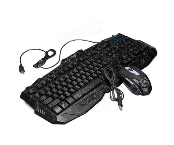 Ενσύρματο Πληκτρολόγιο & Ποντίκι με LED 3 χρωμάτων Backlight V-100 Gaming