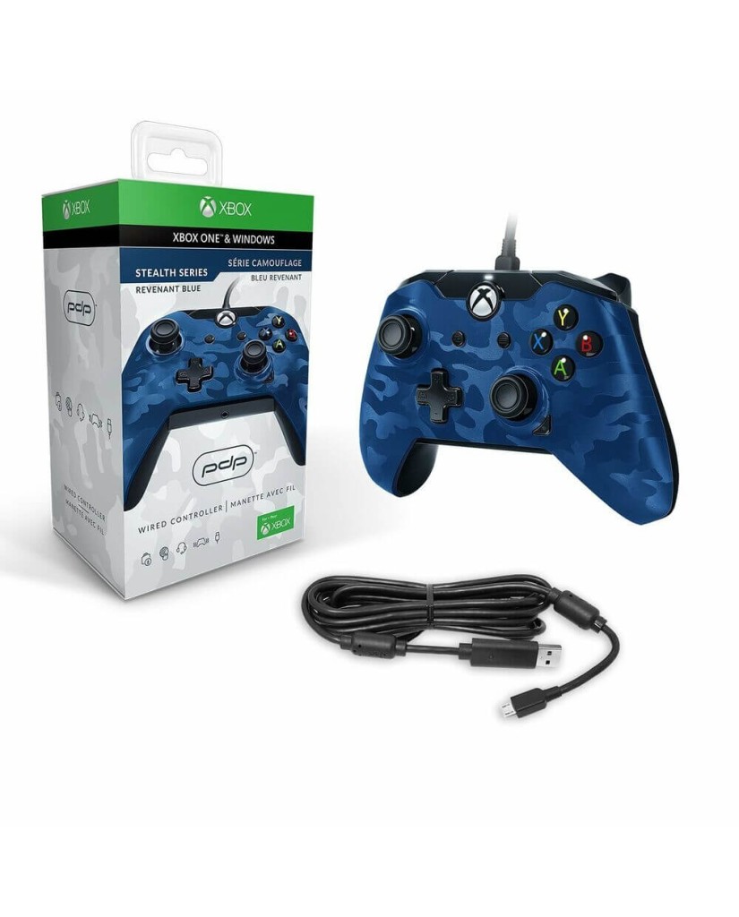 PDP Xbox One & PC Wired Controller Stealth Series – Blue Camo