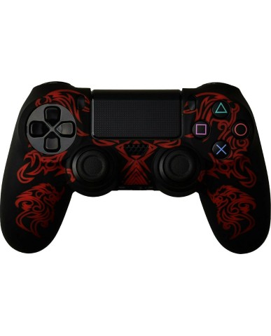 Silicone Case Κάλυμμα Σιλικόνης για Χειριστήρια PS4 Dragon Μαύρο/Κόκκινο Χρώμα