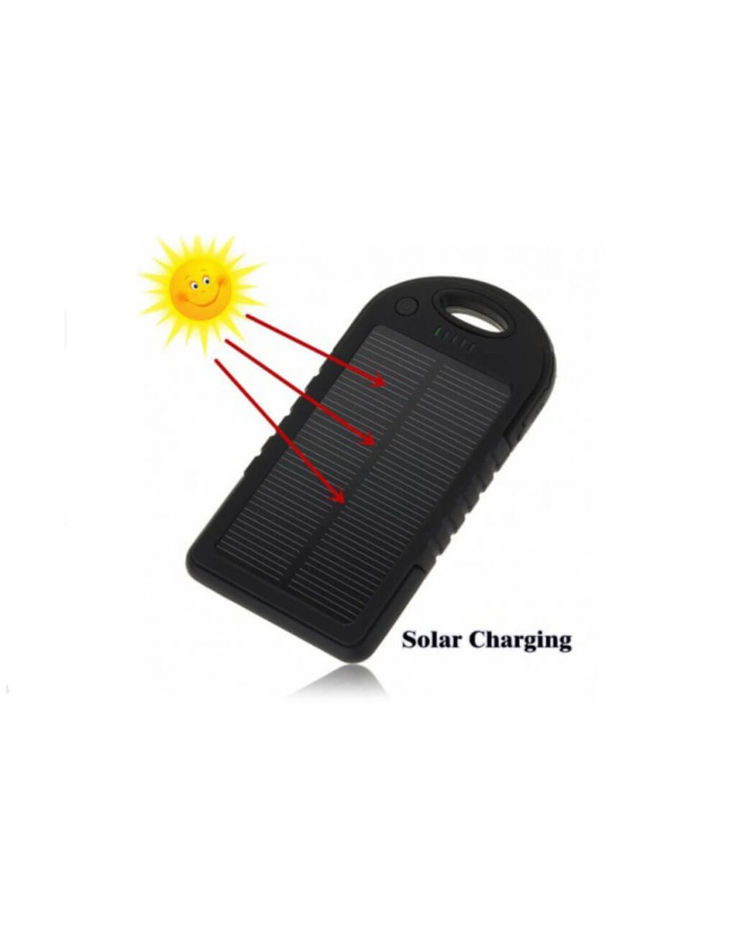 Solar Charger Powerbank - Αδιάβροχος Ηλιακός Φορτιστής 25000mAh με Επένδυση από Καουτσούκ - Μαύρο