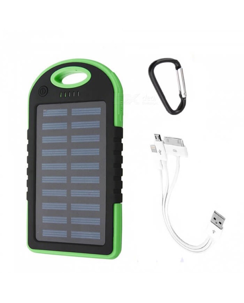 Solar Charger Powerbank - Αδιάβροχος Ηλιακός Φορτιστής 25000mAh με Επένδυση από Καουτσούκ - Πράσινο