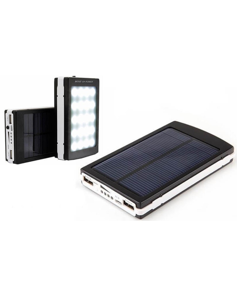 Solar Charger Led Flashlight - Ηλιακός Φορτιστής Υψηλής Ισχύος 20000MAH με φακό LED - Μαύρο