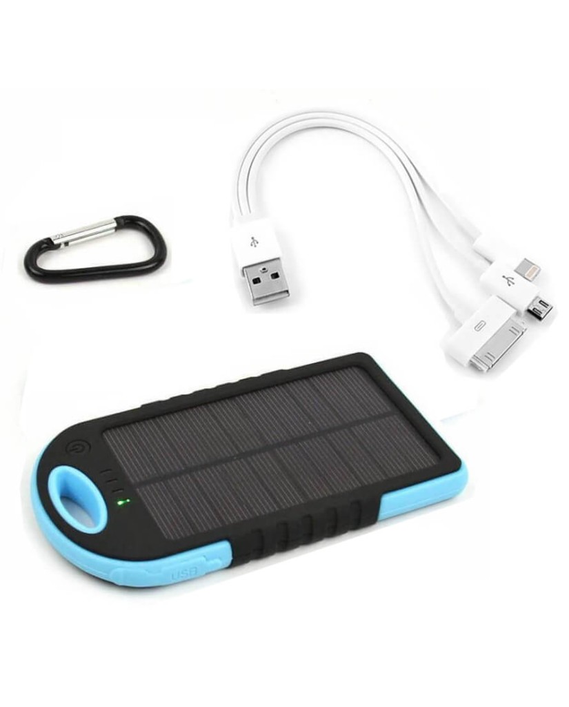 Solar Charger Powerbank - Αδιάβροχος Ηλιακός Φορτιστής 25000mAh με Επένδυση από Καουτσούκ - Μπλε