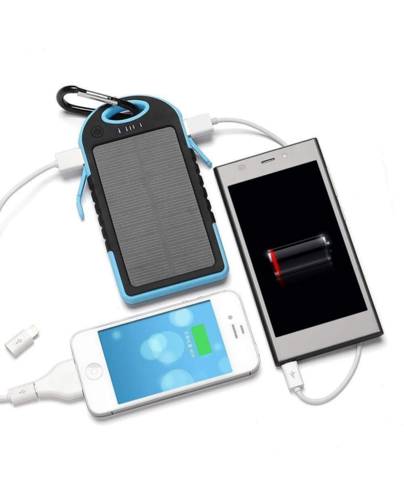 Solar Charger Powerbank - Αδιάβροχος Ηλιακός Φορτιστής 25000mAh με Επένδυση από Καουτσούκ - Μπλε
