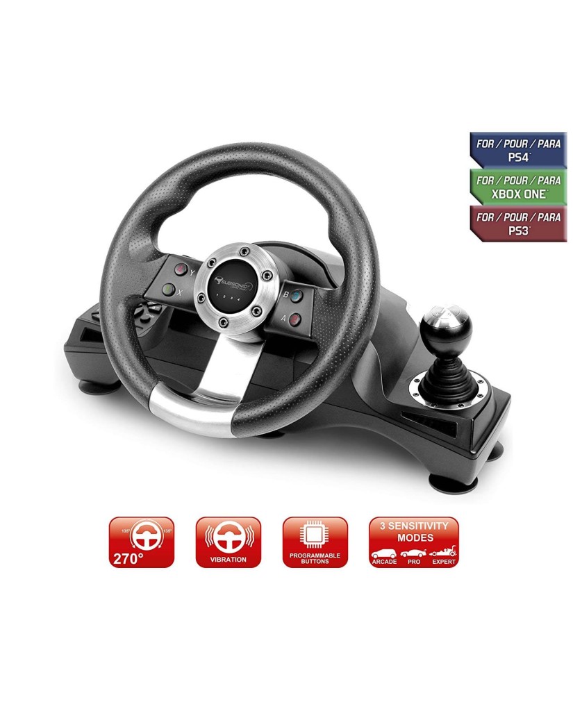 SUBSONIC DRIVE PRO SPORT RACING WHEEL - ΤΙΜΟΝΙΕΡΑ ΜΕ ΠΕΤΑΛΙΑ ΚΑΙ ΜΟΧΛΟ ΤΑΧΥΤΗΤΩΝ - PS4, XBOX ONE, PS3, PC