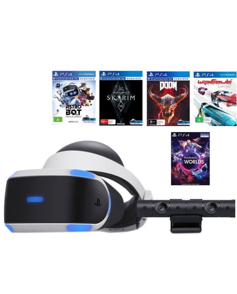 SONY PLAYSTASION VR MEGA PACK HEADSET & CAMERA V2 + VR WORLDS & 4 GAMES