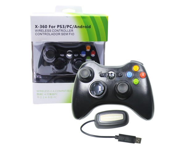 Ασύρματο Χειριστήριο Xbox 360 Συμβατό και στο PC/PS3 Περιλαμβάνει USB Stick - Μαύρο
