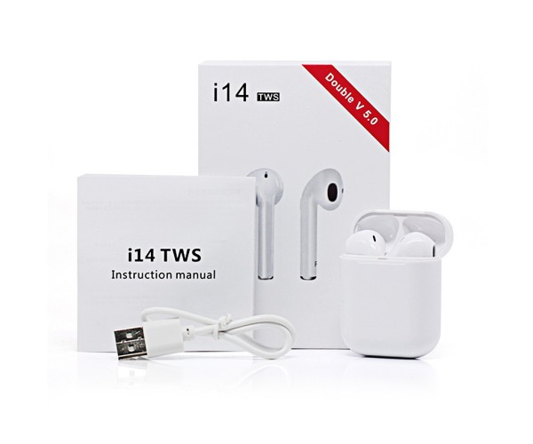 Ασύρματα Ακουστικά Bluetooth 5.0 i14 TWS Touch Control Mini Earbuds - Λευκό