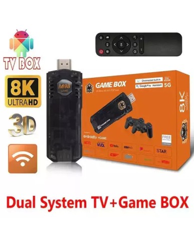 Ηλεκτρονική Παιδική Ρετρό Κονσόλα Game Box 8K Ultra HD TV | 10.000+ παιχνίδια με 2 Gamepad | Android TV με Remote