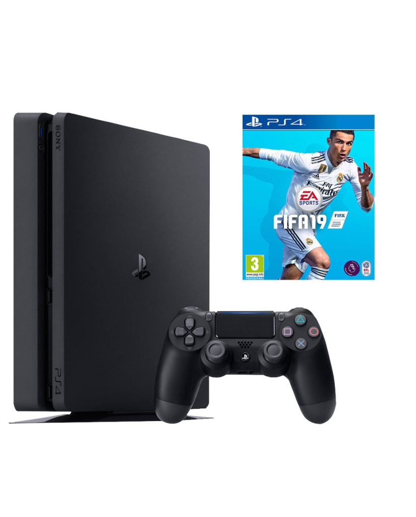 SONY PLAYSTATION 4 - 1TB SLIM BLACK + FIFA 19 + PS PLUS VOUCHER