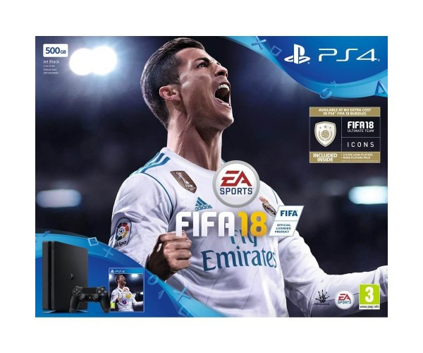 Sony PlayStation 4 - 500GB Slim + FIFA 18 Ultimate Team Icons + FIFA World Cup