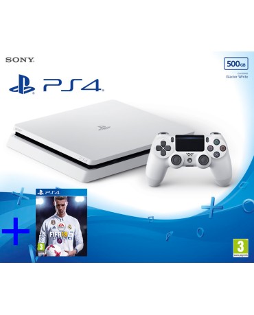 Sony PlayStation 4 - 500GB Slim Glasier Λευκό + FIFA 18