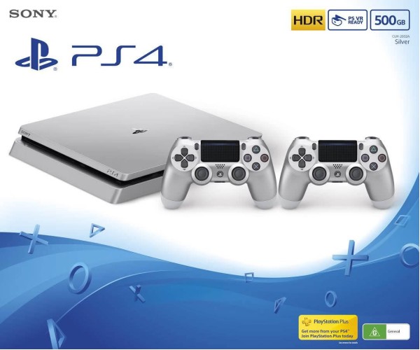 Sony PlayStation 4 - 500GB Slim Silver & 2 Χειριστήρια DualShock 4