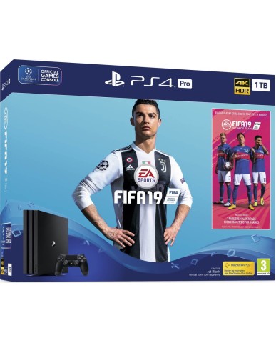 SONY PLAYSTATION 4 (PRO 1TB) ΜΑΥΡΟ + PS PLUS VOUCHER CODE + FIFA 19