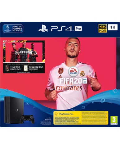 SONY PLAYSTATION 4 (PRO 1TB) BLACK + ULTIMATE TEAM VOUCHER + PS PLUS 14 DAYS + FIFA 20