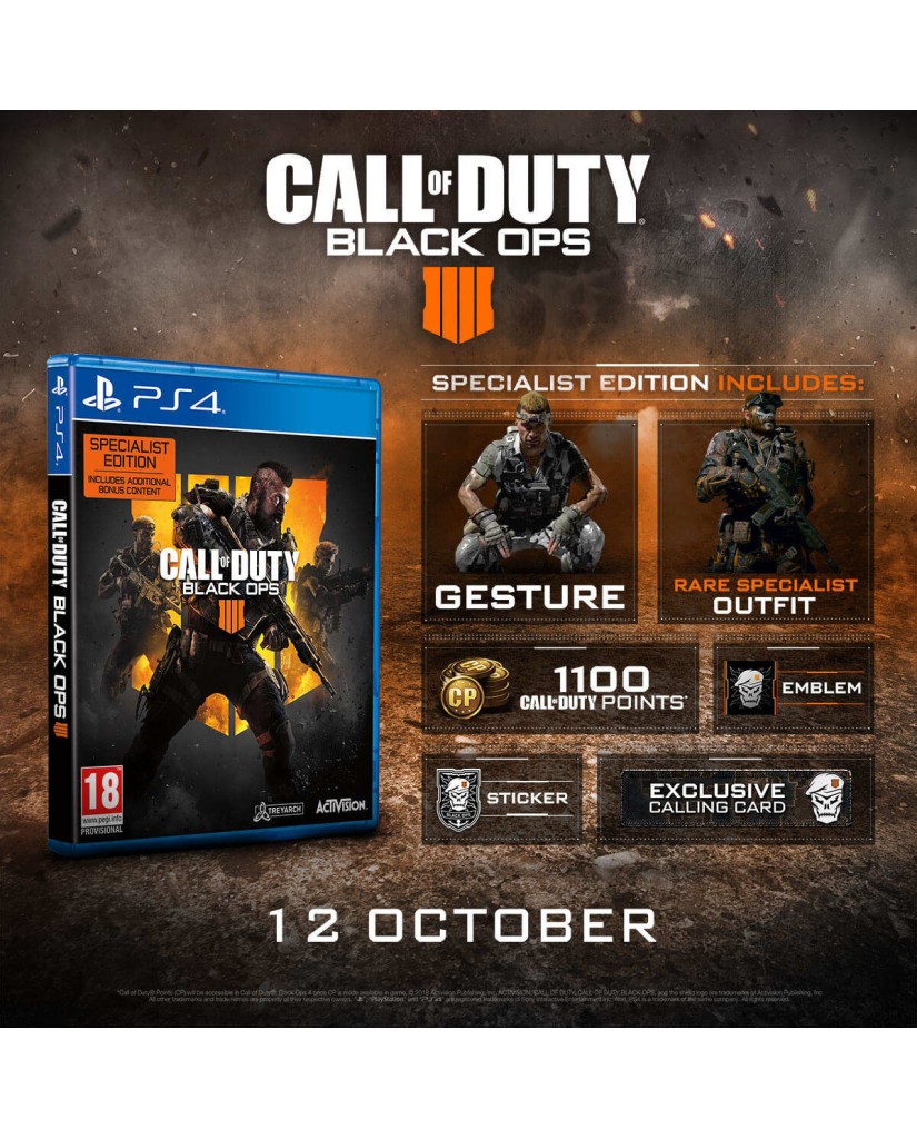 CALL OF DUTY BLACK OPS 4 SPECIALIST EDITION - PS4 NEW GAME